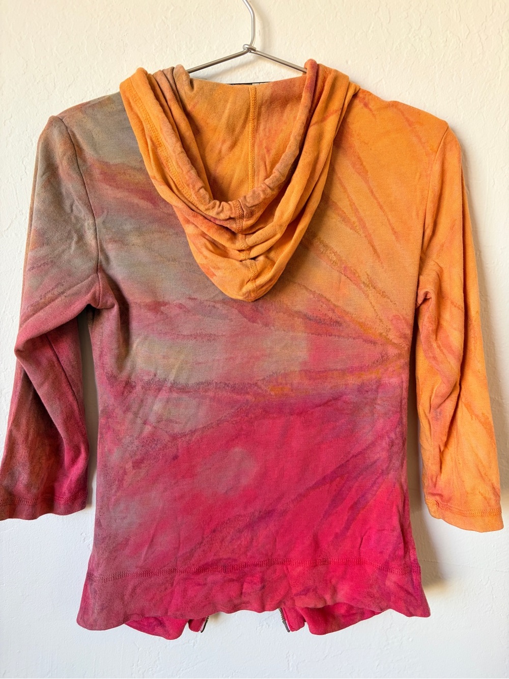 Barbara Lesser Fibers Tie-Dye Zip Hoodie Jacket - Orange & Pink - Picture 4 of 6